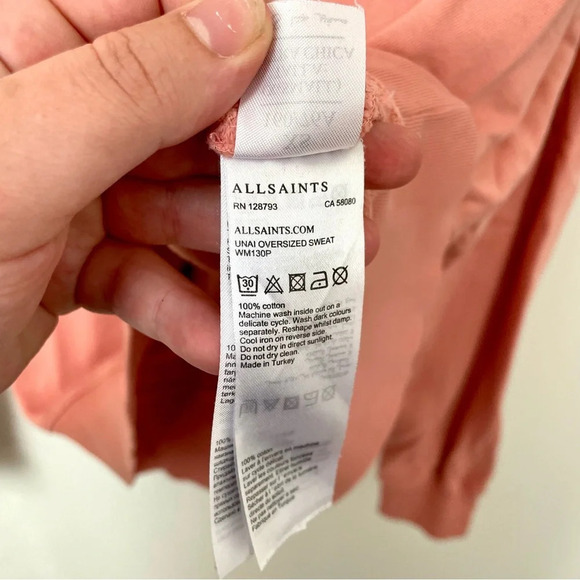 Allsaints Unai Oversized Cold  Shoulder Sweatshirt Pink - Picture 11 of 12